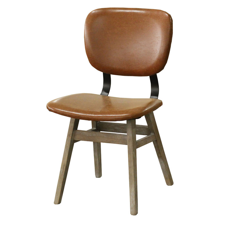 Lanham Faux Leather Upholstered Side Chair, Vintage Brown