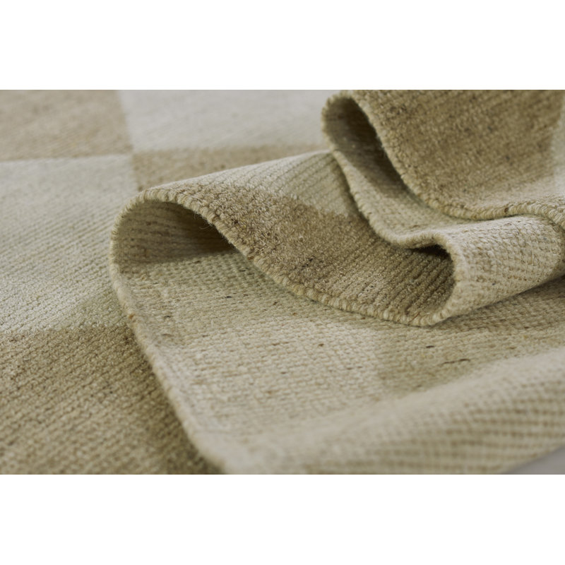 Winnie Wool Checkered Area Rug in Beige/Tan, Rectangle 10' x 14'