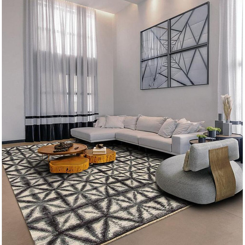 Shibori Hand Knotted Wool Indoor Rug, Rectangle 8' x 10'