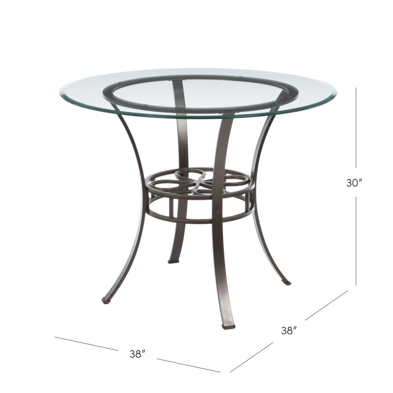 Round Glass Top Metal Base Dining Table