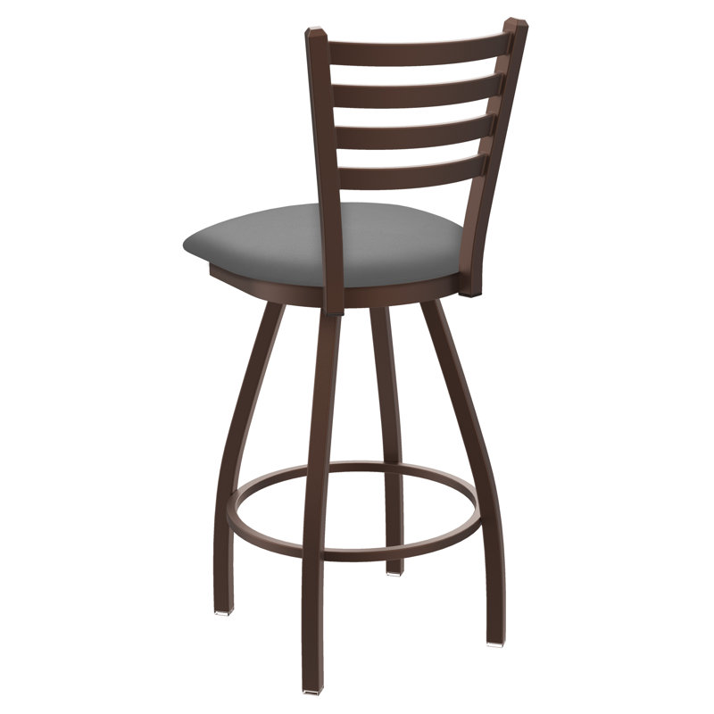 Tabouret de bar pivotant de 36" Evers, Bronze, Vinyle - gris Folkstone Canter, Extra Tall (36” Seat Height)