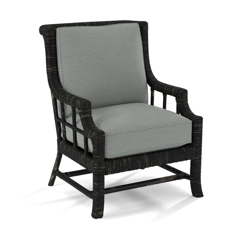 Lafayette Armchair, Green and Blue Stripe; 0252-54, Antique Black