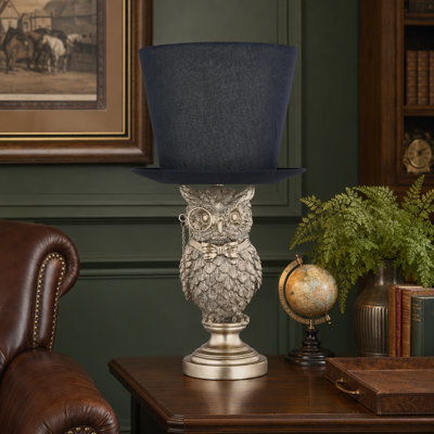21" Resin Table Lamp With Black Shade