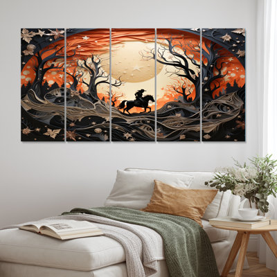 Western Wild Horse Show - reproduction d'art sur toile - 5 panneaux égaux