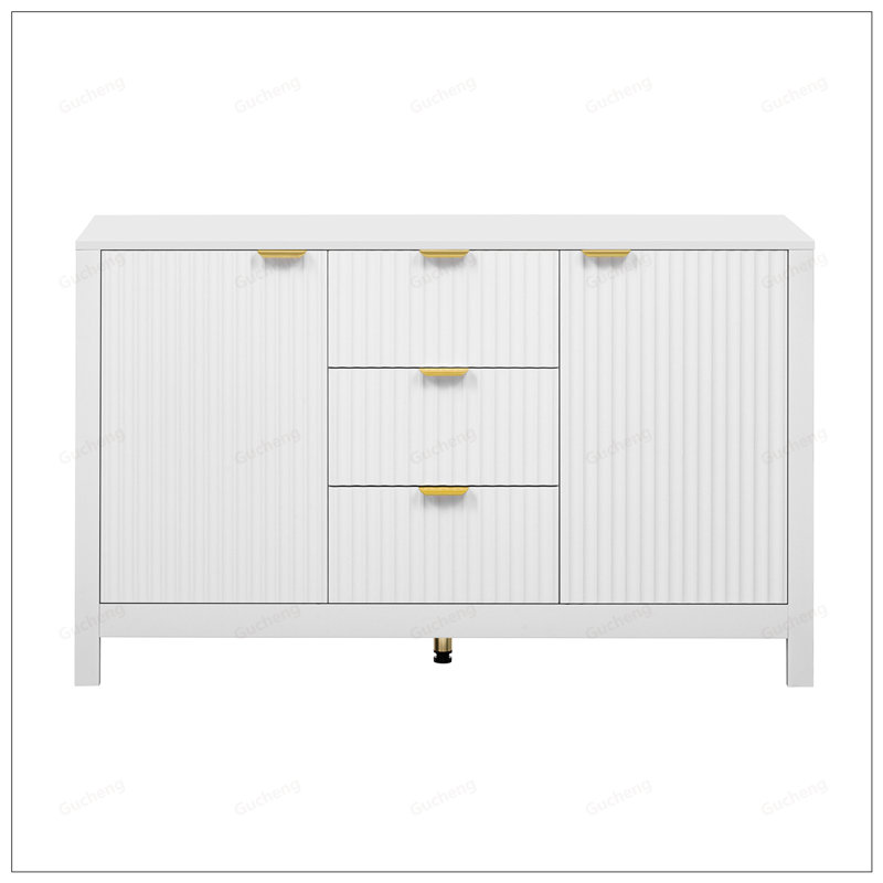 Wave Design Sideboard With 3 Adjustable Shelves, 3 Drawers, And Soft-Close Doors For Versatile Storage And Elegant Display In Any Room