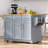 Rolling Kitchen Island With Drop Leaf Countertop, Pull-Out Trash Cabinet, Dual Organizers, Built-In Power Outlets, And Integrated Spice Towel Racks.-290744721