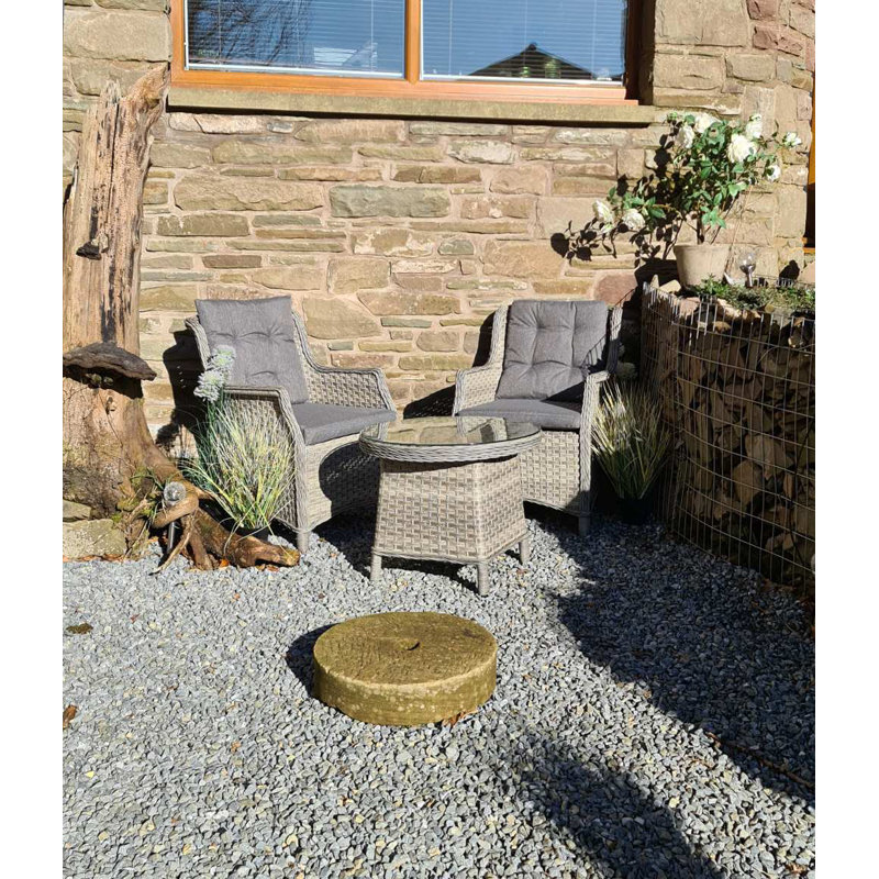 Marigny 2 - Person Wicker Patio Dining Set with Round Table , Cushions Included