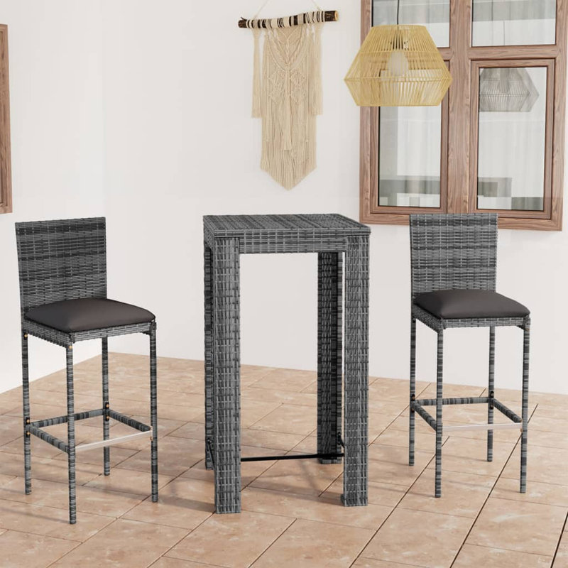 Ensemble bistro pour patio, Cadre gris / coussin gris
