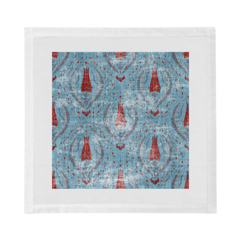 Byzantine Jewel Hemstitch 22" Linen/Cotton Napkin, Blue