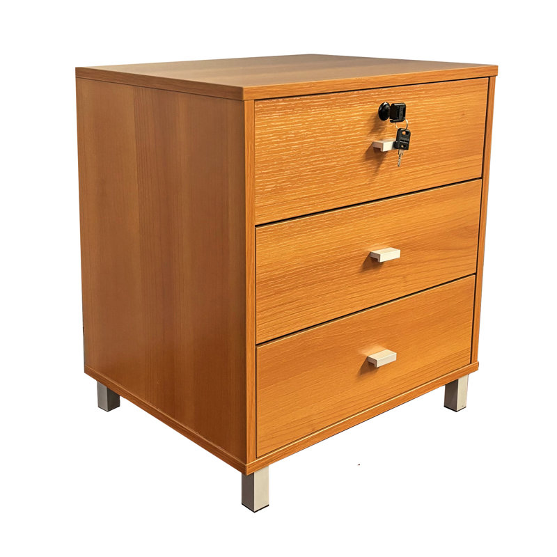 Locking Top Drawer Nightstand In Cherry With Three Efficiency And Practical Design
