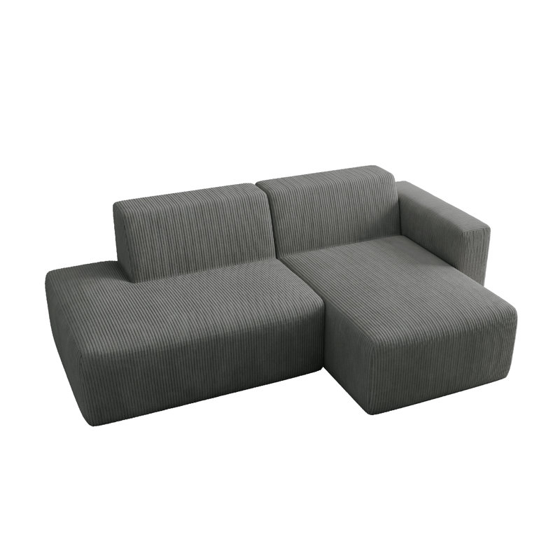 Berlare Modular Corner Sofa, Grey Corduroy, Right Hand Facing