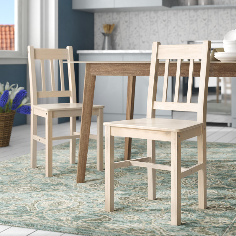 44.5 cm H Solid Wood Dining Chair, Beige, 4