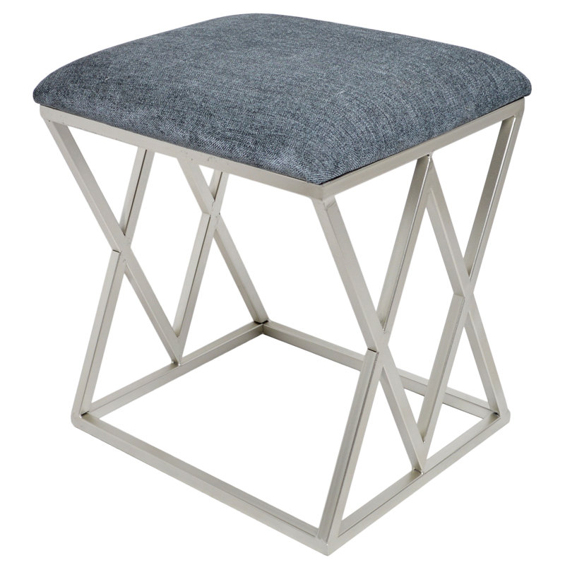 Millton Accent Stool, Grey, Silver Base