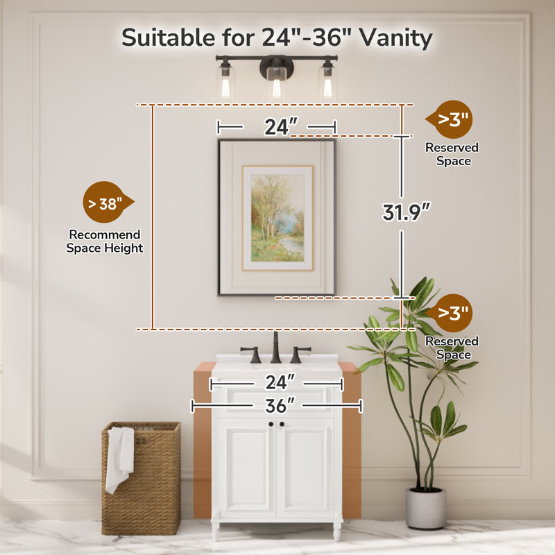 Miroir de salle de bain avec cadre en aluminium et verre trempé, Noir mat, Rectangulaire, 32 po x 24 po