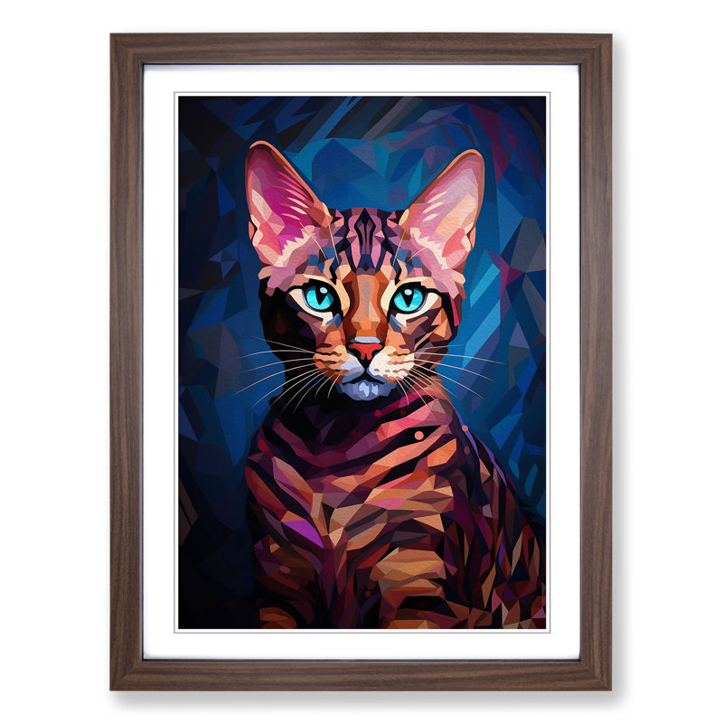 Bengal Cat Futurism No.3 - Framed Print, Walnut Framed, 34cm H x 25cm W x 2cm D