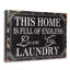 16" X 24" Black and White Endless Love And Laundry Wood Wall Decor