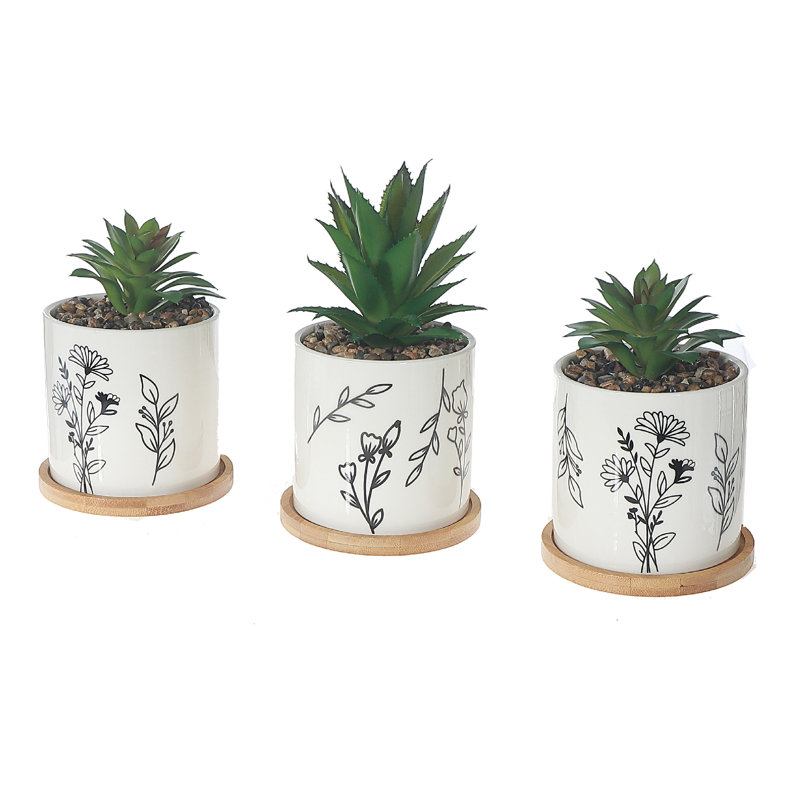 Succulent artificiel dans un pot en céramique assorti - ensemble de 2