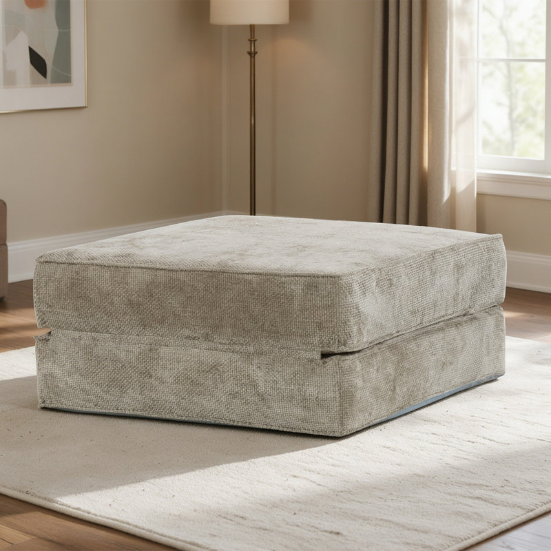 80cm Wide Velvet Rectangle Standard Ottoman, Champagne