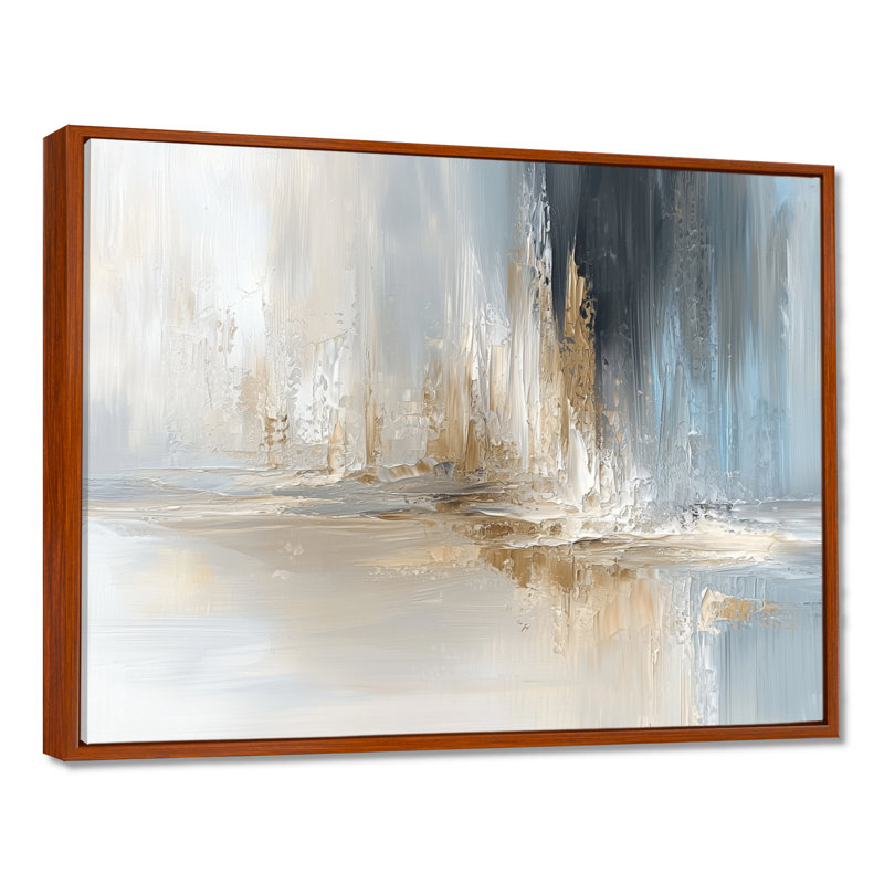 Grey White Black White Echo - Abstract Collages Wall Art, Brown, 12" H x 20" W, Floater Framed