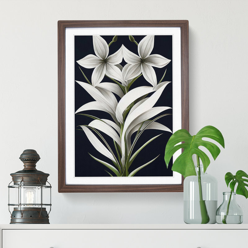 XV1022-3943X Shining Flowers - Print, 66cm H x 48cm W, Walnut Framed, White