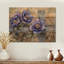 Pivoines mauves par la clôture - décoration murale en bois de pivoines - sur bois de pin naturel-1715034149