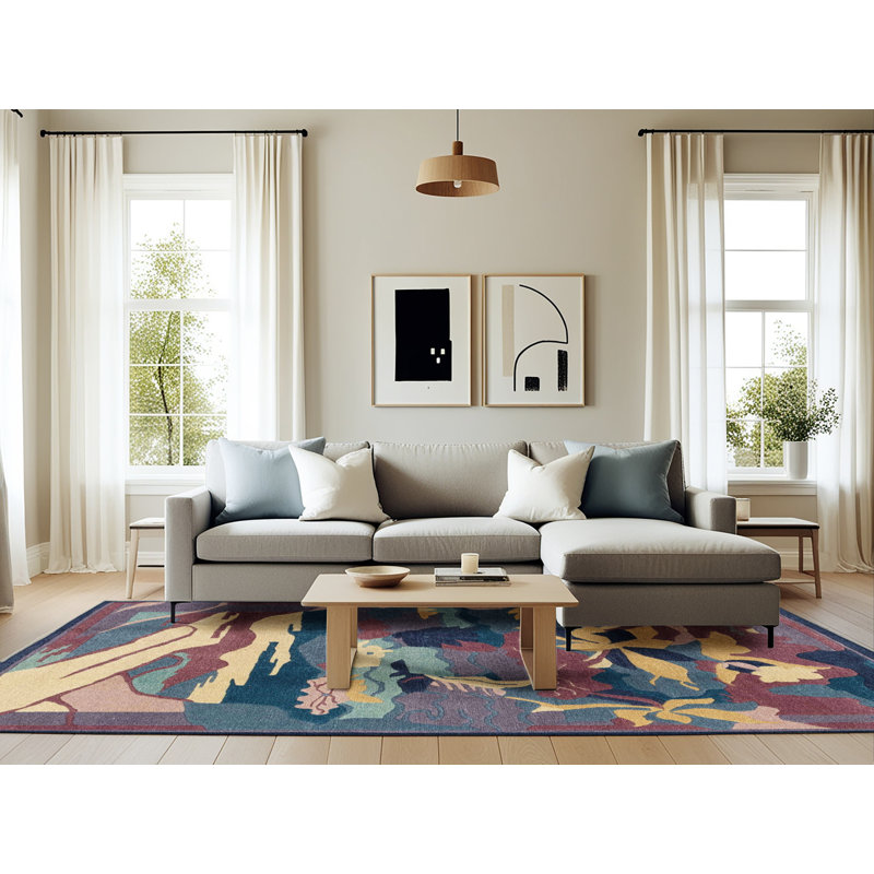 Milaina Abstract Indoor Rug, Rectangle 6' x 9'
