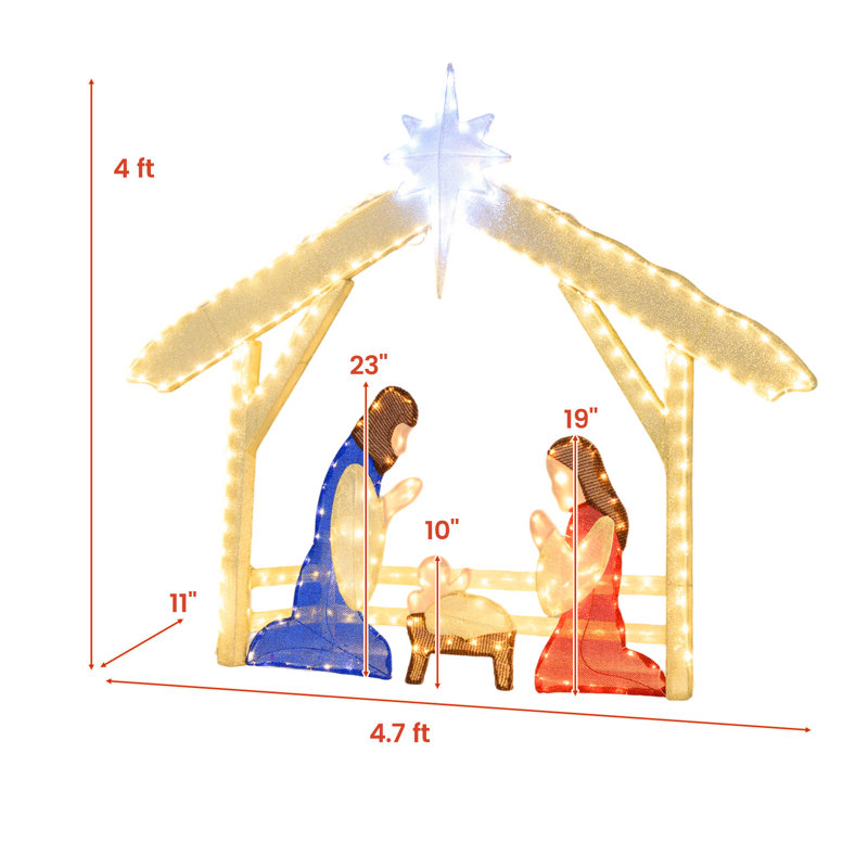  Crèche de Noël 4 pi avec 272 lumières DEL blanc chaud et froid