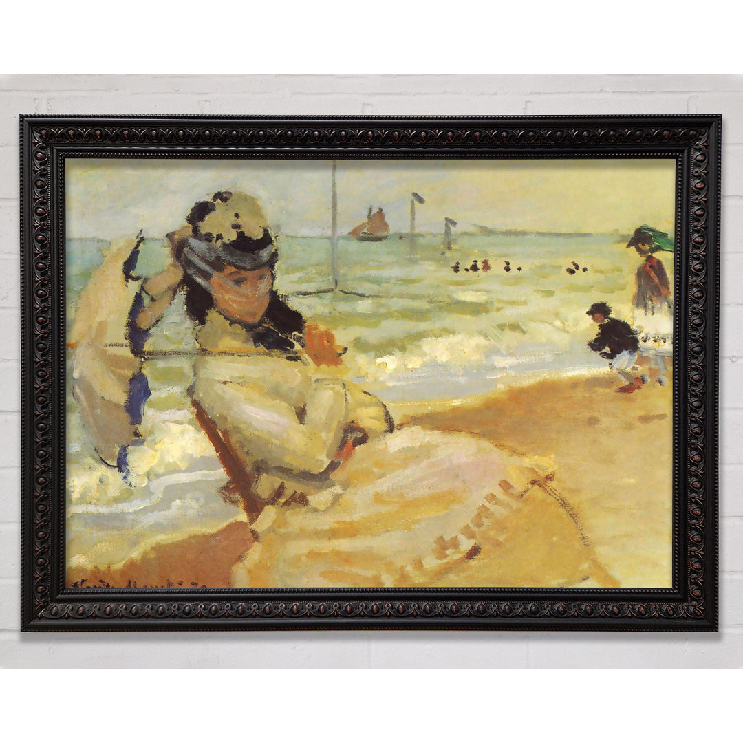 Monet Camille am Strand von Trouville - Einzelne Bilderrahmen Kunstdrucke