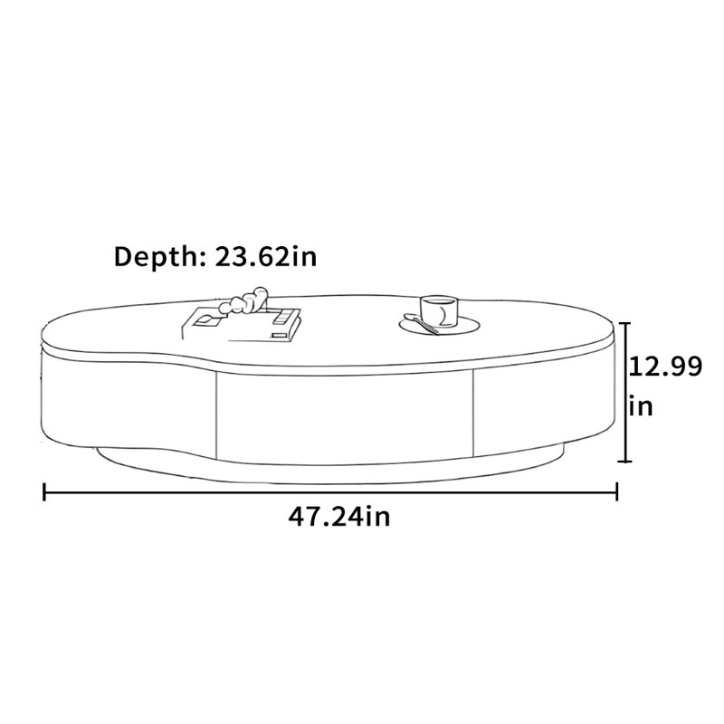 Table basse Minimalist, H 12,99 po x L 47,24 po x l 23,62 po, Noir, noir, noir, noir
