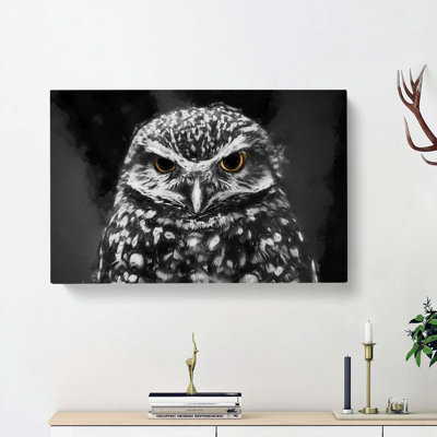Little Owl in Abstract - Wrapped Canvas