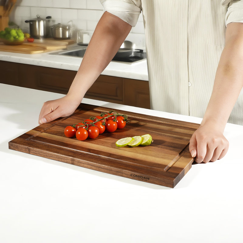 CONSDAN Wood Cutting Board for Kitchen, 16 x 12, Soild Birch Wood, Edge Grain, Chopping Board, Butcher Block with Juice Groove, Prefinished with Food-Safe Oil, 3/4'' Thick