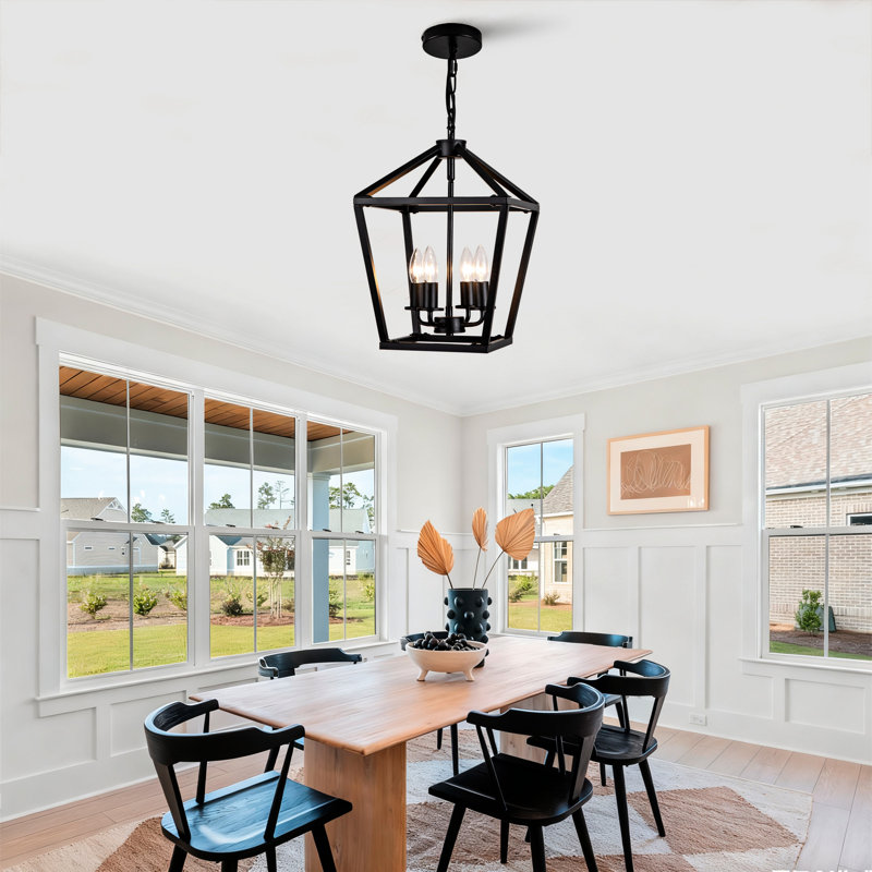 Lampe industrielle à 4 lanternes, plafond noir avec accents rustiques, ampoule E12, réglable pour îlot de cuisine, base d'éclairage, entrée