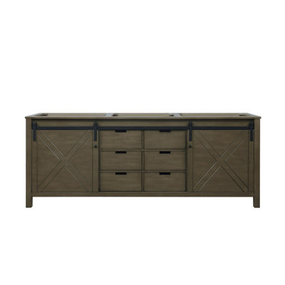 Meuble-lavabo double rustique brun 84 po X P 22 po D