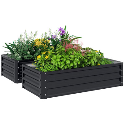 4' x 2' x 1' Set of 2 Raised Garden Bed, Grey