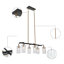 Luminaire suspendu linéaire noir et or à 6 lumières avec îlot de cuisine Marrie
