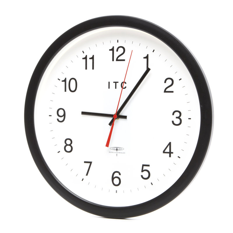 ITC Round Plastic Wall Clock 14 Inches - Black