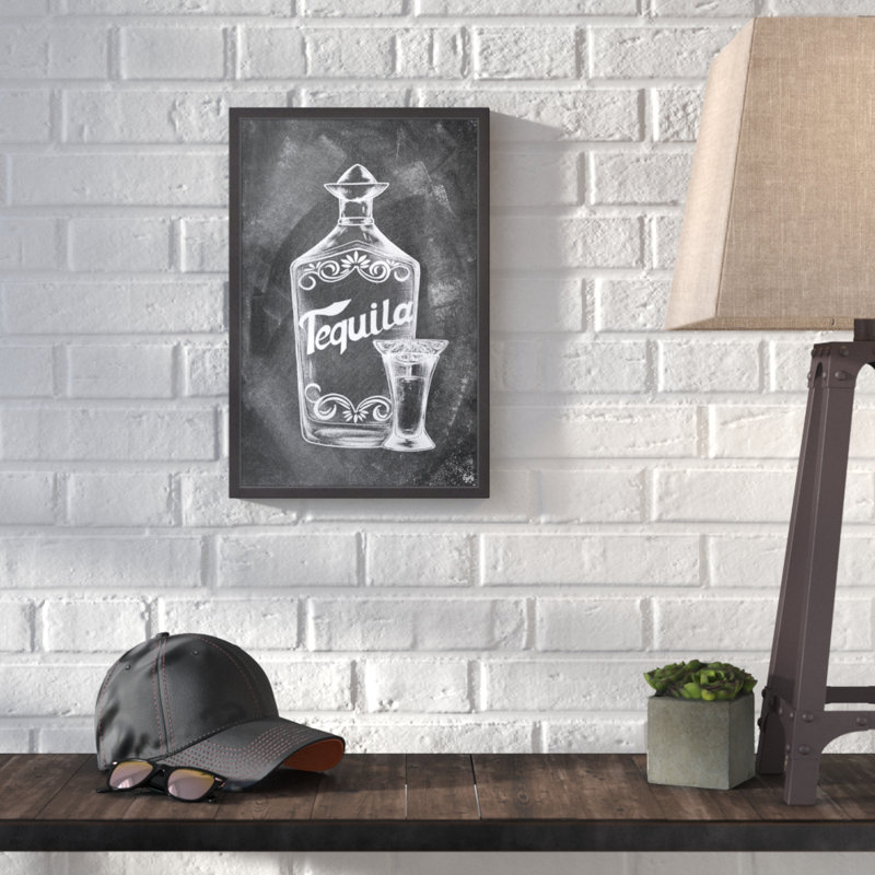 « tequila bouteille », reproduction d’art encadrée, H 18 po x l 12 po x P 1,5 po