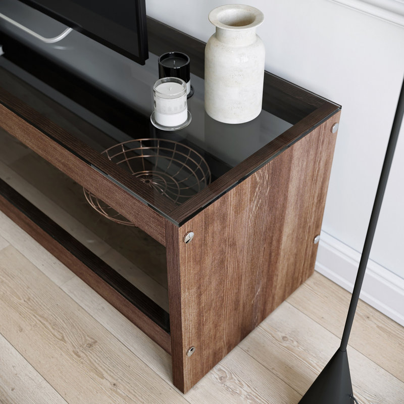 Csair TV Stand, Smoked/Walnut