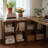 Nut-brown+Black L-Shaped Solid Wood+Iron desk-79790659-79790661