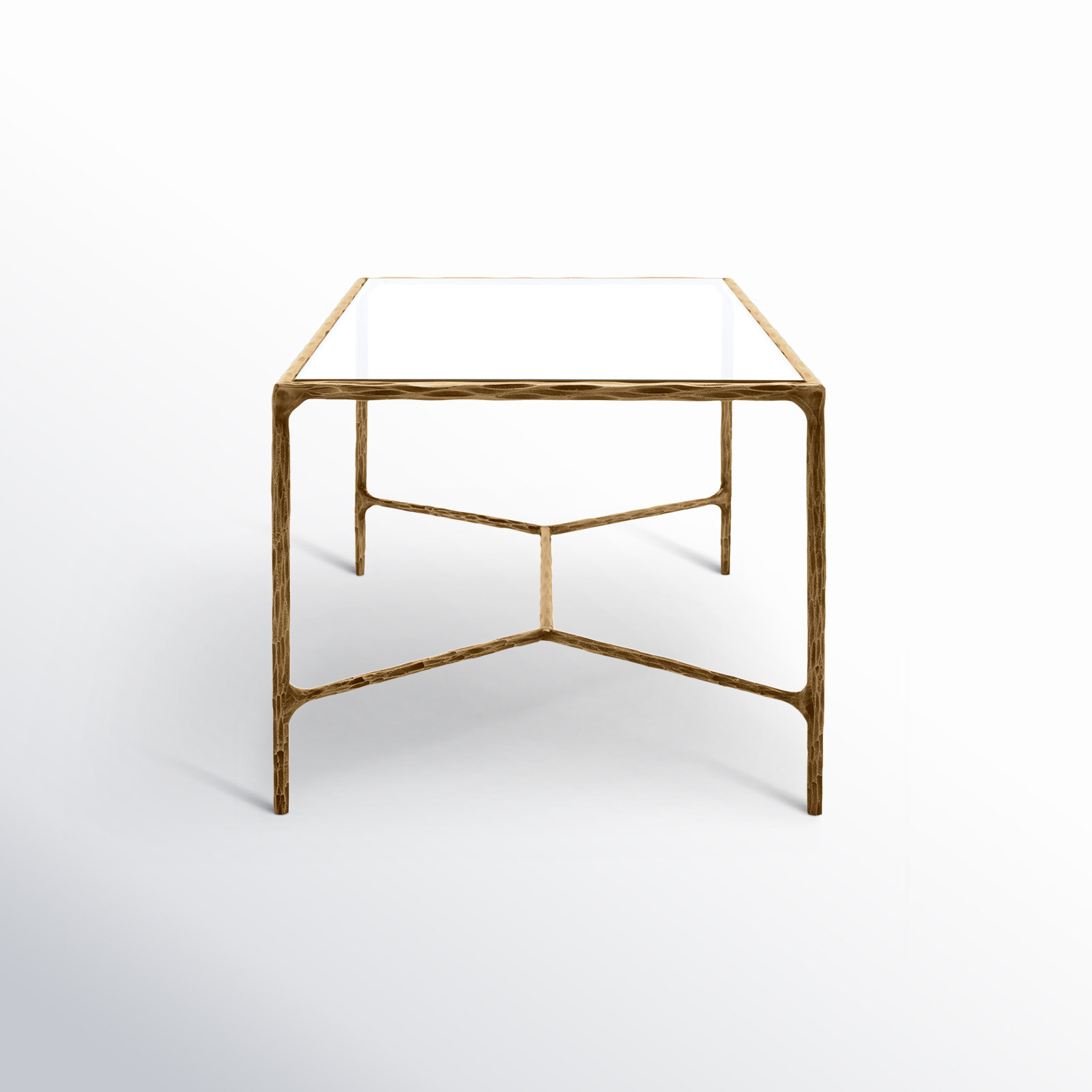 Evelynn 40" Glass Coffee Table, Brass, Clear