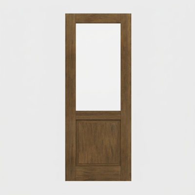 96" Slab Mahogany Exterior Door, 1/2 Lite, 1 Panel, Unfinished