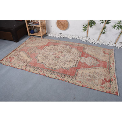 Red Oushak Rugs, Vintage Rugs, 4.4x7.7 ft Area Rugs, Boho Rugs, Turkish Rugs, Antique Rug