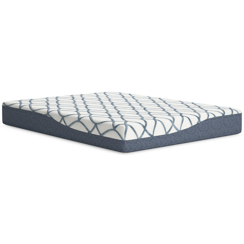 Blue and White 10-Inch Queen Memory Foam Mattress