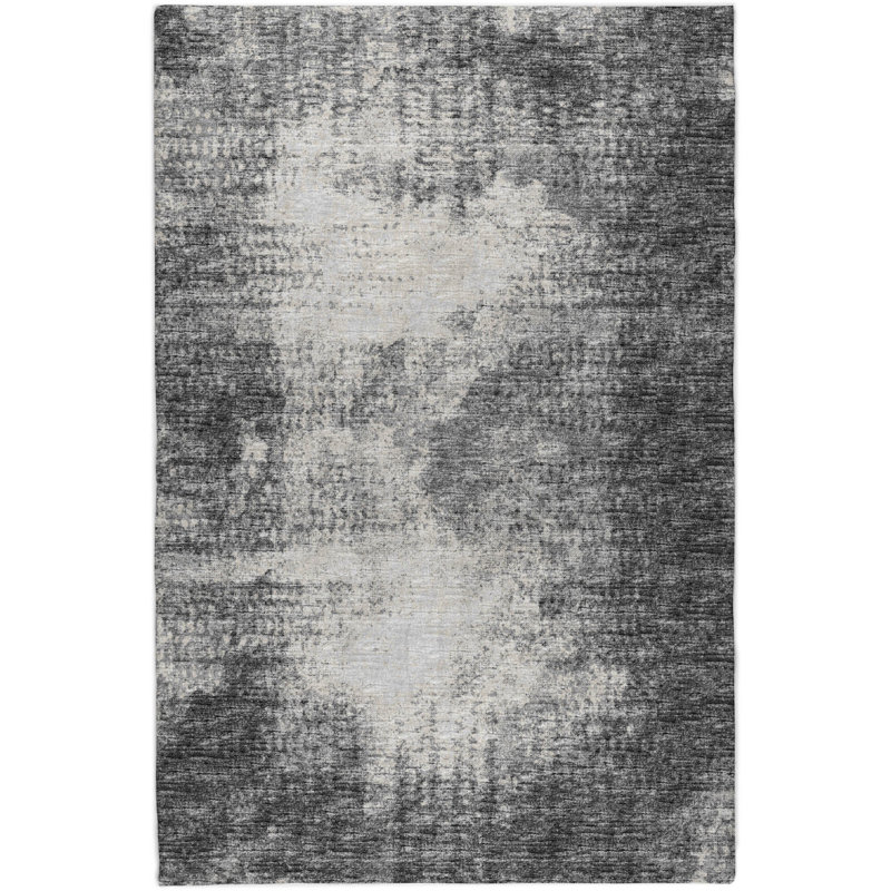 Premium Machine Washable Dream Shag Abstract Rug, 8' x 10', Black