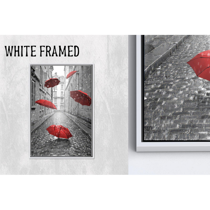 Élégante œuvre d'art en toile imprimée pour décor de verre de pluie, 1P WhiteFramedCanves