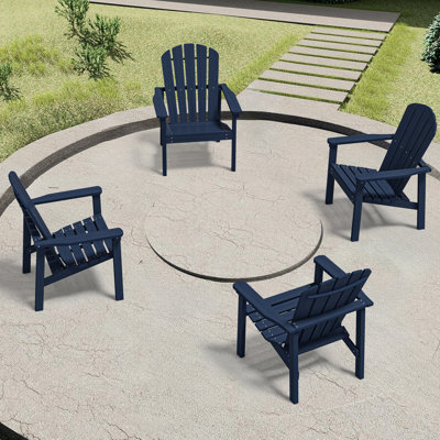 Set of 4 Stackable Adirondack Chairs – HDPE Outdoor Patio Seating, All-Weather Durable Design with Space-Saving Storage and Comfort Backrest