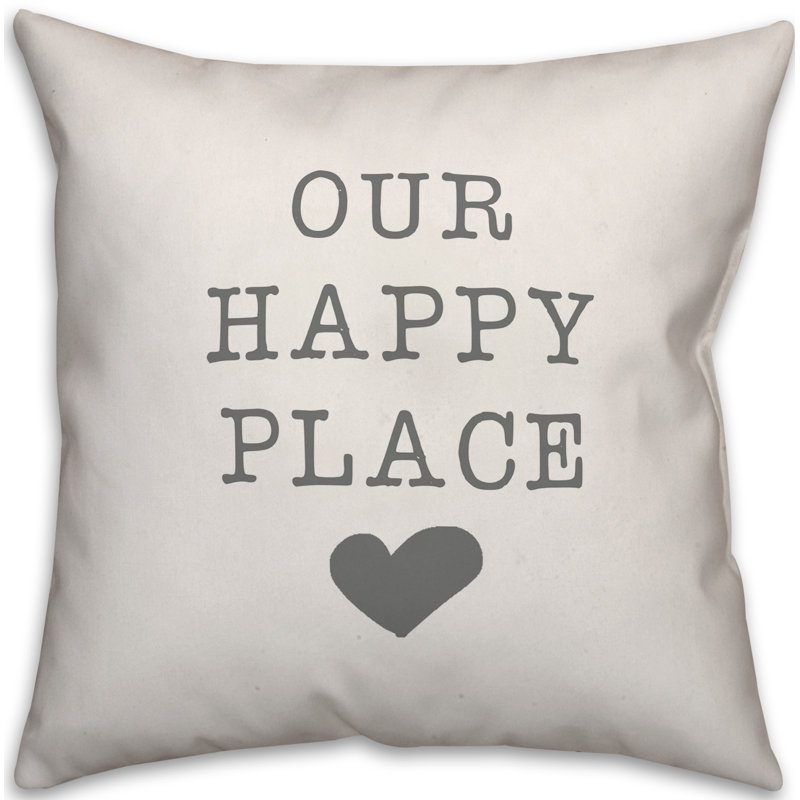 Textual Outdoor Throw Pillow, 18" H x 18" W, White/Dark Gray