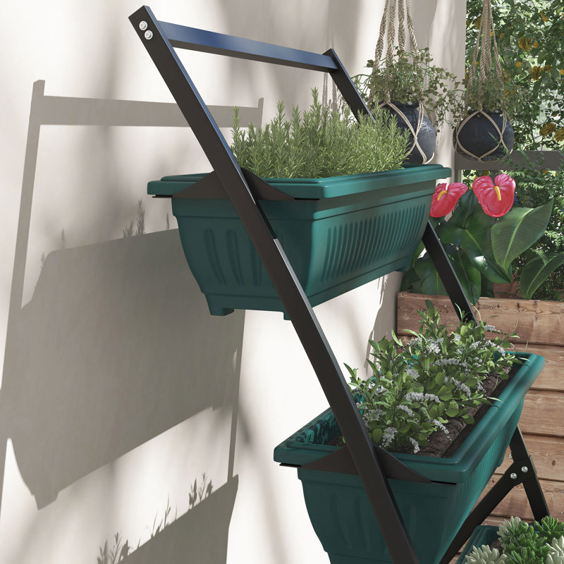 Contenant à légumes vertical à 4 niveaux - autodrainant, pour jardinage Lit de jardin surélevé avec support