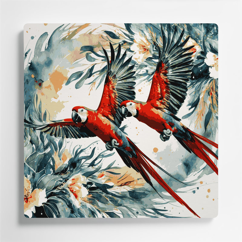 Oiseaux, art mural blanc, perroquet, roi australien, H 16 po x l 16 po
