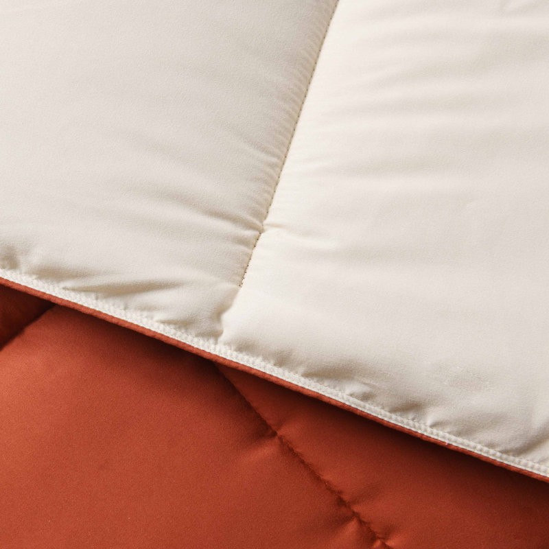 3pc Comforter Set - All Season Reversible Down Alternative Comforter with Two Shams - Breathable, Soft, Fluffy, Terracotta
